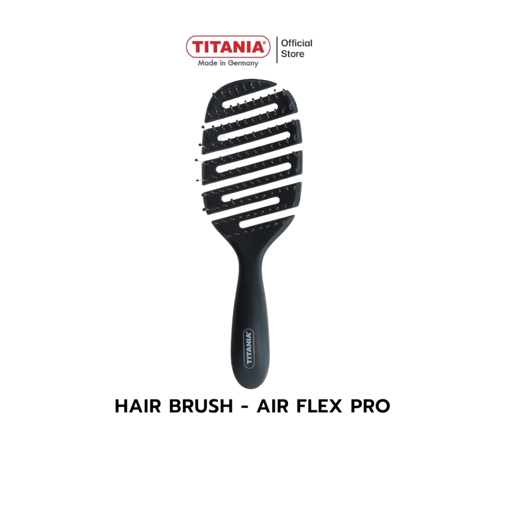 TITANIA แปรงหวีผม AIR FLEX PRO หวีเป่าผม หวีจัดแต่งทรง ยืดหยุ่น ไม่ดึงผม นำเข้าจากเยอรมัน (1 กล่องบรรจุ 1 ชิ้น)