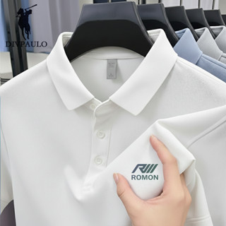 DIVPOLO2855-RIIIผู้ชายผ้าฝ้ายแท้เสื้อโปโลปกปักแขนสั้นสีทึบสบ…