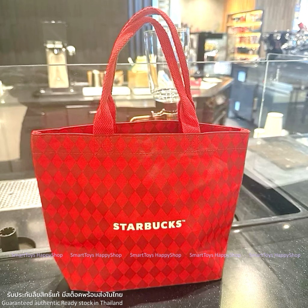 กระเป๋าถือสตาร์บัคสีแดงรับประกันของแท้ Starbucks Christmas Bag 2025 Red