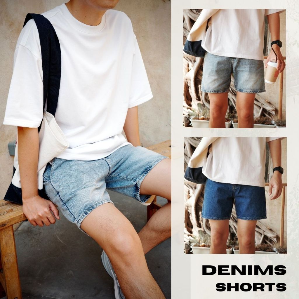 HIMSELF Short Jeans กางเกงยีนส์ขาสั้น ทรงสวย ผ้าไม่ยืด ใส่แล้วไม่ย้วย ใส่สบายใส่ได้ทุกวัน มีสองความยาว 14 และ 16 นิ้ว