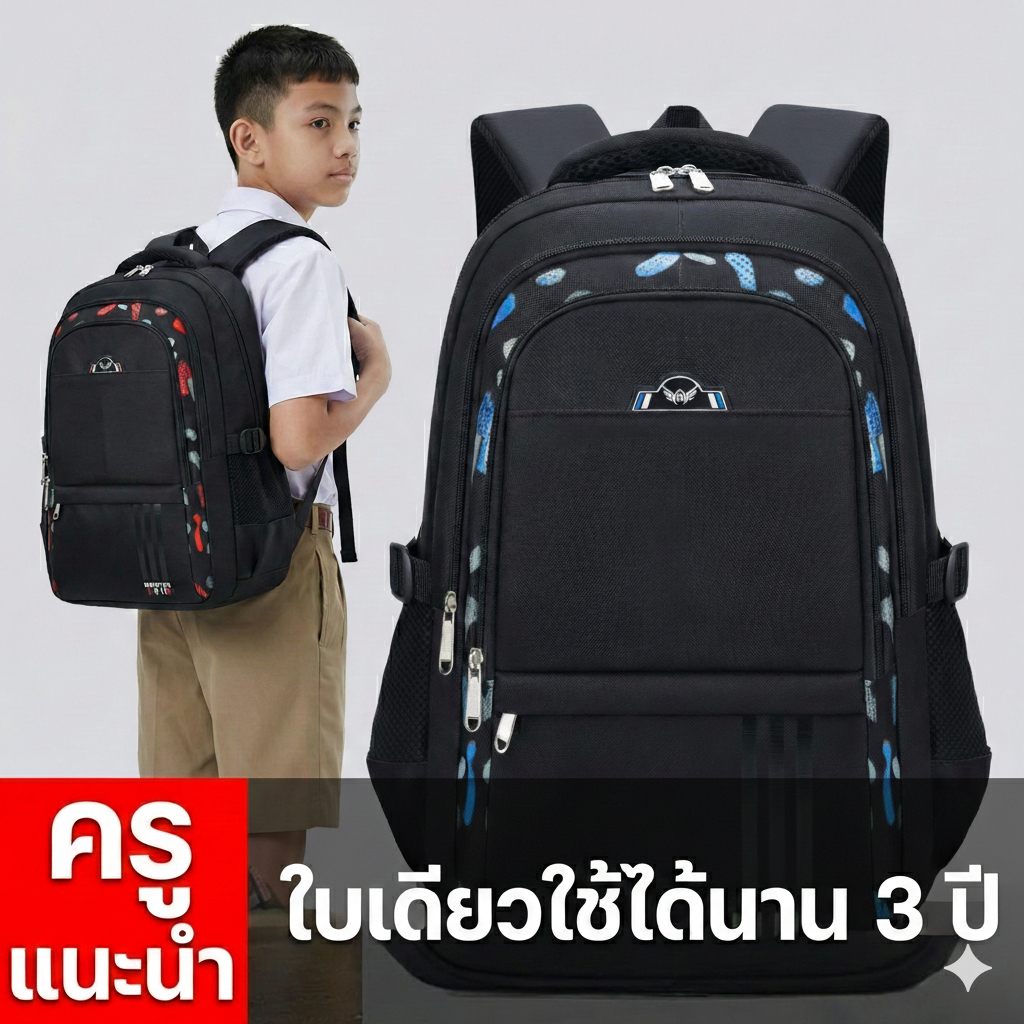 YM1108 กระเป๋าเป้สะพายหลัง ใบใหญ่จุของได้เยอะ แข็งแรงทนทาน กันน้ำ มี4สีให้เลือก ดีไซน์ทันสมัย