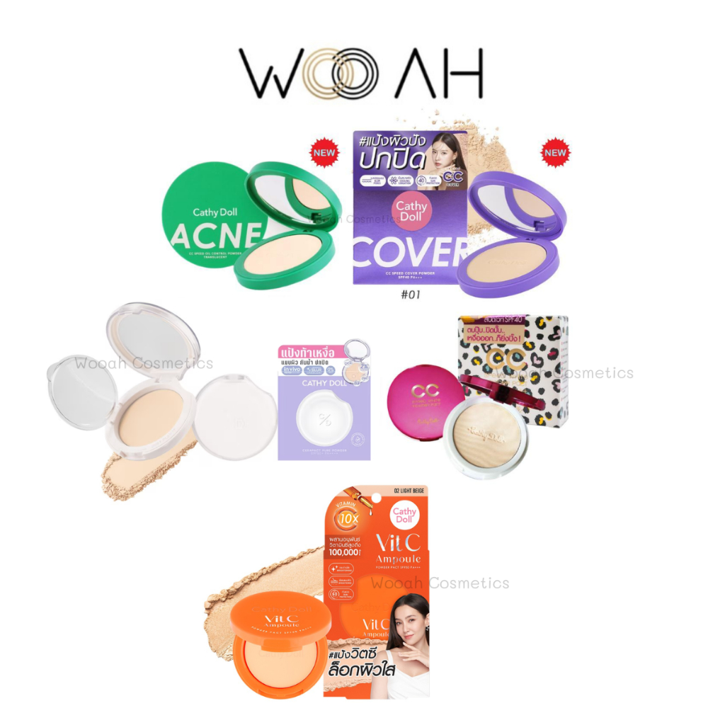 แป้ง Cathy Doll Speed White CC Powder/Acne/Cover ซีซีพาวเดอร์แพ็ค 4.5/12g แป้งซีซี กันน้ำ