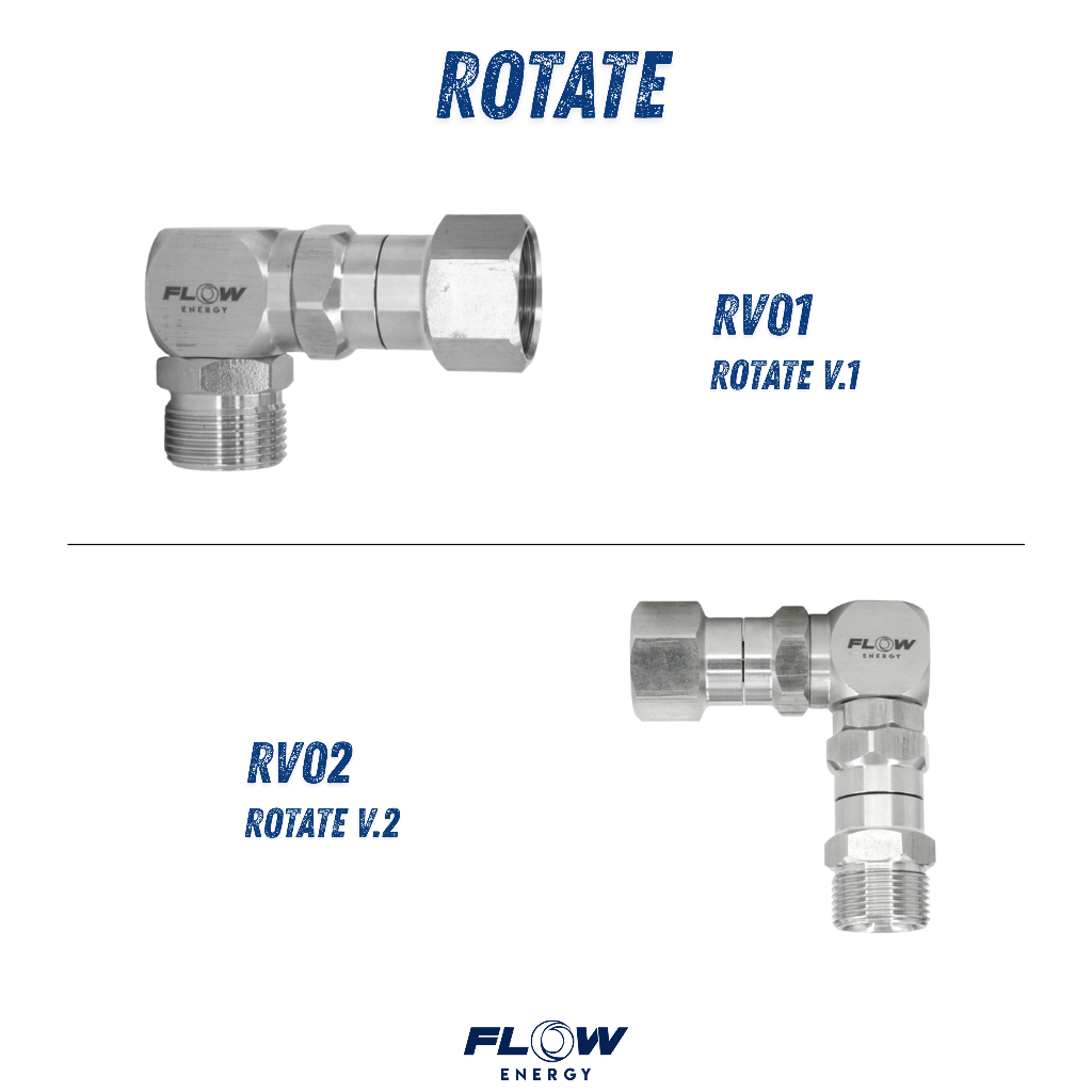 Flow Energy - RT ข้อต่อ Rotate หมุนได้ 360 องศา วัสดุสแตนเลส สำหรับเครื่องฉีดน้ำแรงดันสูง / ปืนฉีดน้ำแบบเกลียว