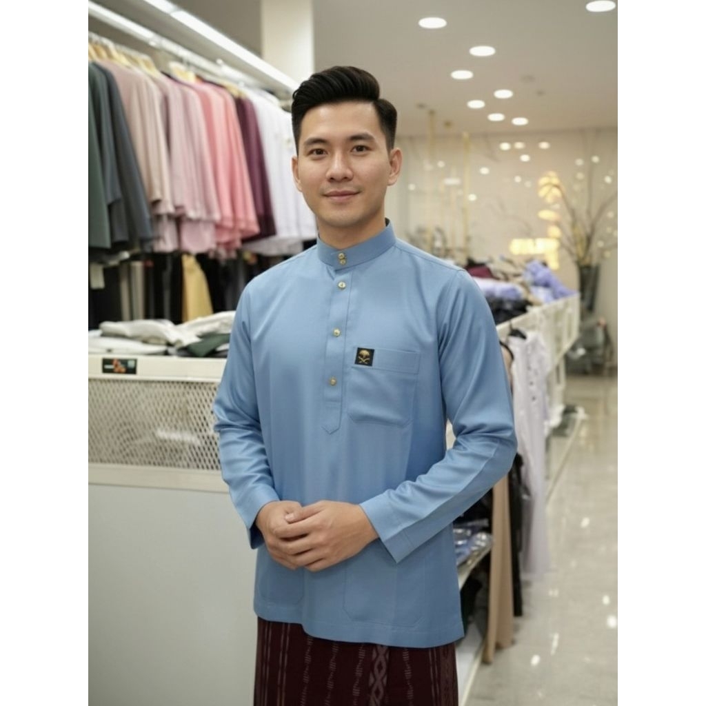เสื้อกรุง สามกระเป๋า เสื้อมาลายูบลางอ แขนยาว ผ้าพัลมา กระดุมแบบใหม่ล่าสุด