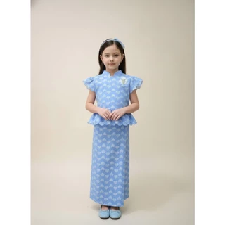 BS016 รุ่นหฤทัย ชุดไทยแม่ลูก ชุดไทยประยุกต์ผู้หญิง ชุดไทยเด็กผู้หญิง ลายหัวใจ XS-7XL ใส่ได้ทุกวัน เสื้อแม่ลูก