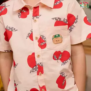 Mix Me เสื้อเชิ้ต กางเกงขาสั้น ลายเมืองApple ผ้า Oxford / Twill เด็กชาย อายุ 1-7 ปี เสื้อผ้าเด็ก รุ่น 400454 / 400455