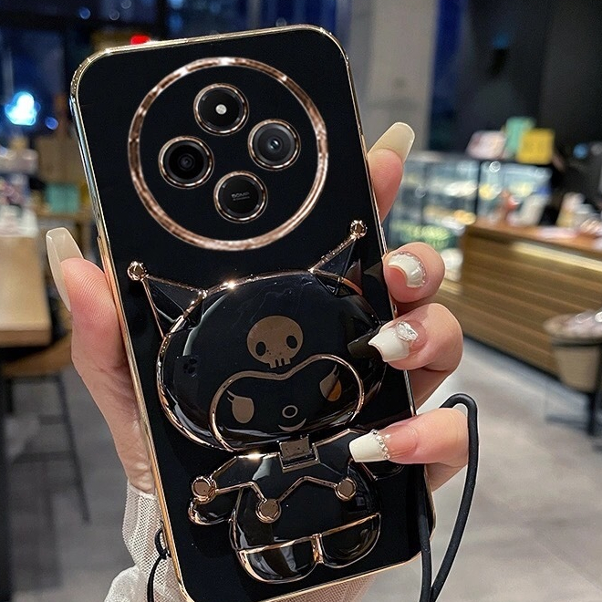 เคสน่ารัก สำหรับ Redmi 14C A3 13C 15 15C A5 A7 A7Pro POCO C75 C71 C85 C81Pro คุโรมิ กระจก ตั้งได้ หมุนได้ กันกระแทก