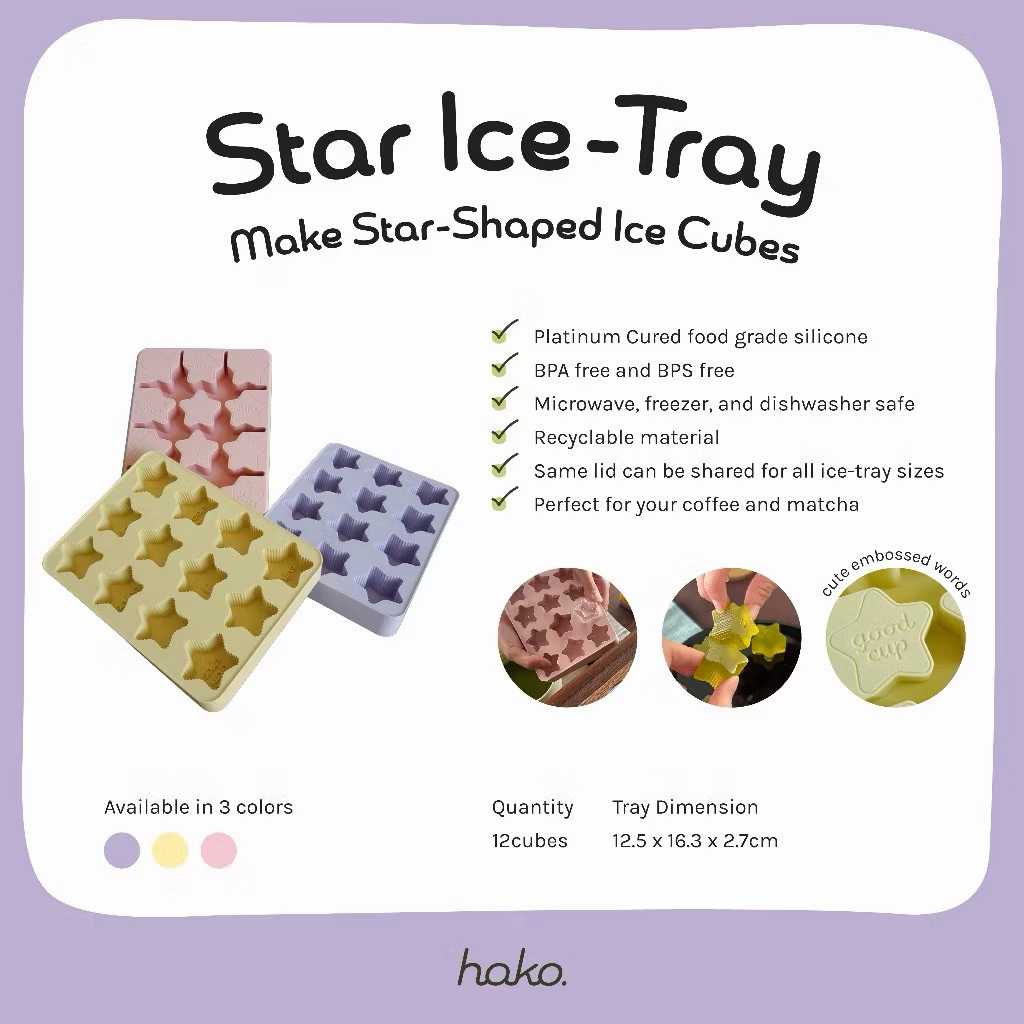 📍พร้อมส่ง มือ1ไม่ผ่านการใช้งาน hako Silicone Ice Tray : Star ถาดน้ำแข็งซิลิโคนรูปดาว [Food Grade]