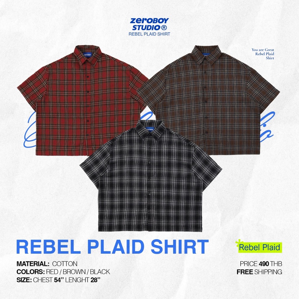 ZEROBOY® —REBEL PLAID SHIRT เสื้อเชิ้ตแขนสั้นลายสก็อต