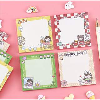 🌈กระดาษโน้ตกาวน่ารัก🌈ลาย Cute girl 7.5x7.5cm 50แผ่น📌เลือกลาย…