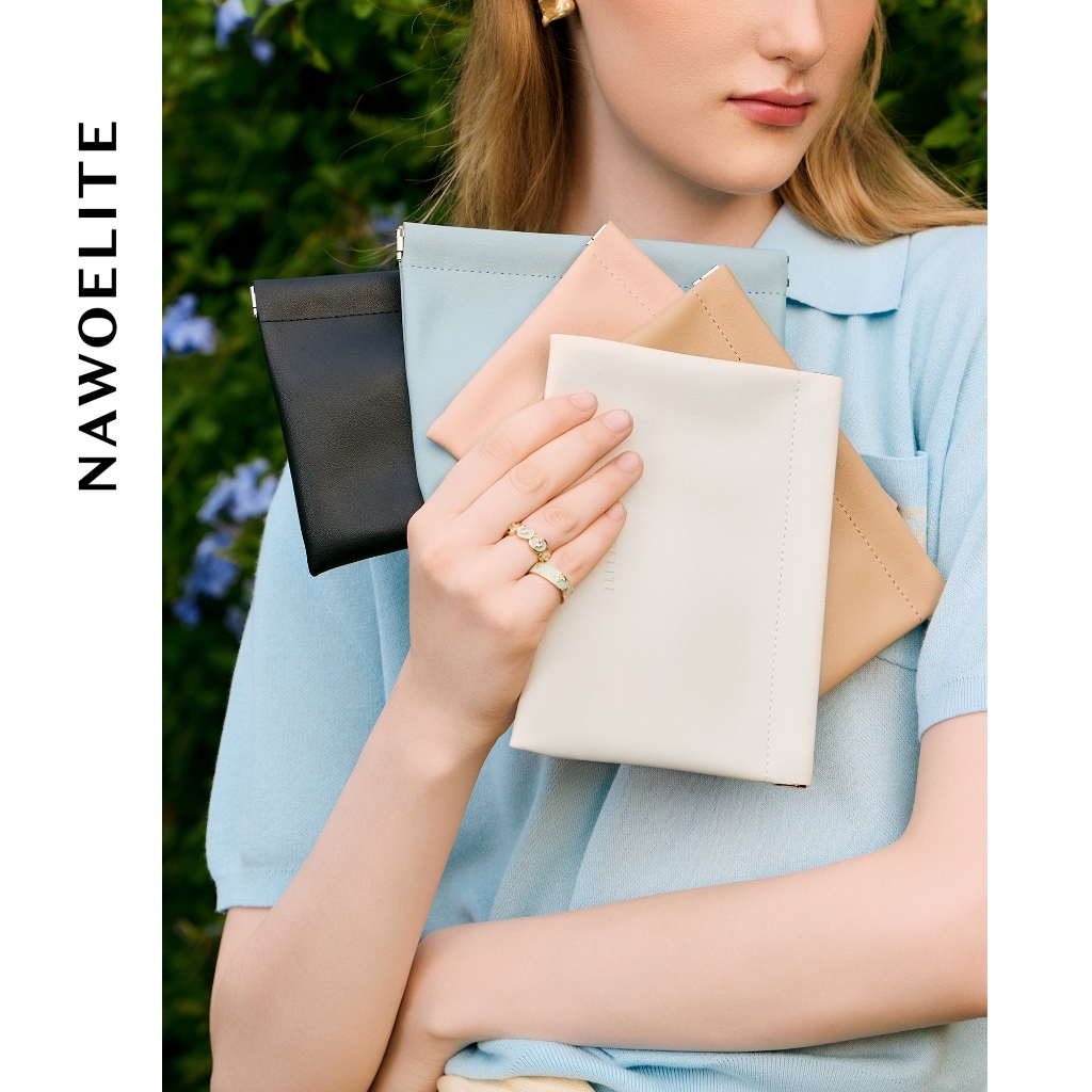 NAWOELITE Women's Wallets กระเป๋าใส่บัตรสุภาพสตรีขนาดเล็ก กระเป๋าลิปสติกสําหรับสตรี ช่องเก็บของปิดอัตโนมัติ กระเป๋าเงินเ