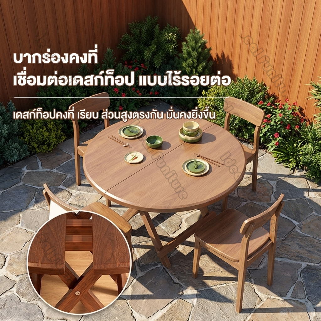 I&D โต๊ะกลมพับได้ กลางแจ้ง ขนาด 60 70 80 100 ซม. ประหยัดพื้นที่ ใช้งานง่าย ไม่ต้องประกอบ สำหรับสวนและระเบียง ราคา ถูกที่สุด ดีลบีเคเค แกลเลอรีภาพที่ 8