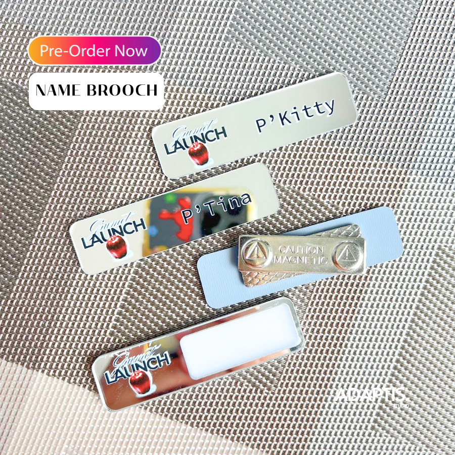 Pre order เข็มกลัดอะคริลิค ป้ายชื่อสั่งทำ พิมพ์UV เข็มกลัดติดเสื้อ Made to order Name Brooch Acrylic