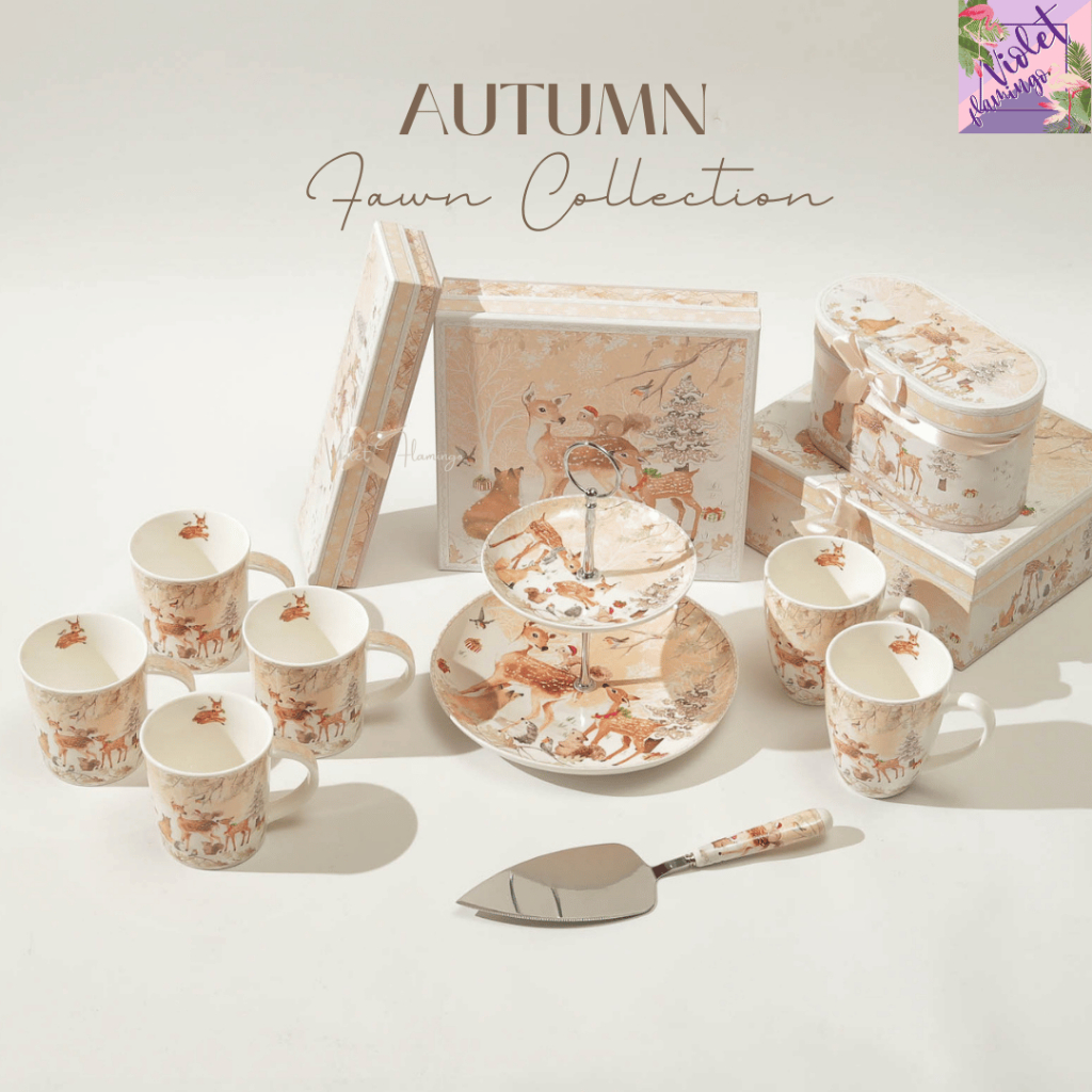 Violet Flamingo - Autumn Fawn Collection  เซรามิกลายกวางน้อยฤดูใบไม้ร่วง | ของขวัญอบอุ่น น่ารัก เหมือนหลุดมาจากนิทาน