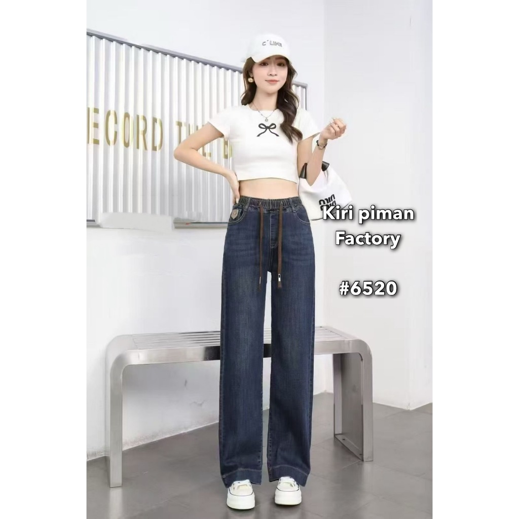 กางเกงยีนส์ทรงตรงเอวยางยืดDolly รุ่น#D6520 มีกระเป๋าจริงด้านข้างเนื้อผ้าคุณภาพดียืดได้ทรงสวย