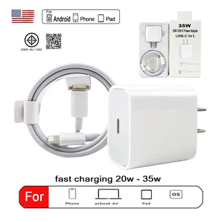 รับประกัน1ปี ชุดชาร์จ pd 35w หัวชาร์จ+สายชาร์จ Typec pd35w 20w fastcharging usb c สำหรับ phone / Android （i5 - i16）A