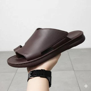 NUFESHOES-07 รองเท้าแตะผู้ชายสไตล์วินเทจผู้ชาย พื้นนุ่ม ใส่เทห์ วัสดุPVC