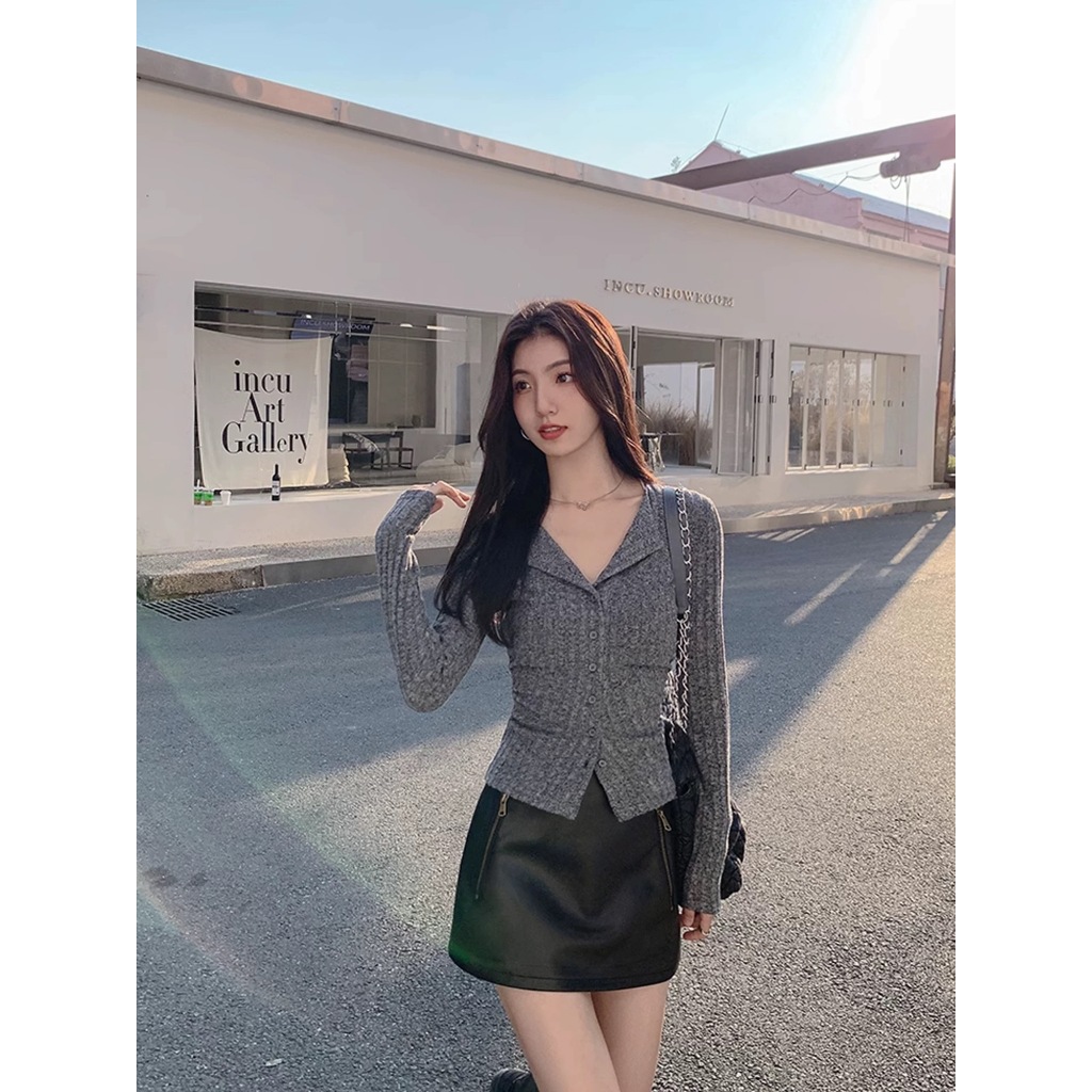 [Sheing office]🌟พร้อมส่งจากกทม🌟เสื้อตัวนอกผู้หญิงเสื้อยืดแขนยาวทรงเข้ารูปสไตล์เกาหลี Slim-fit BM style #FZ3