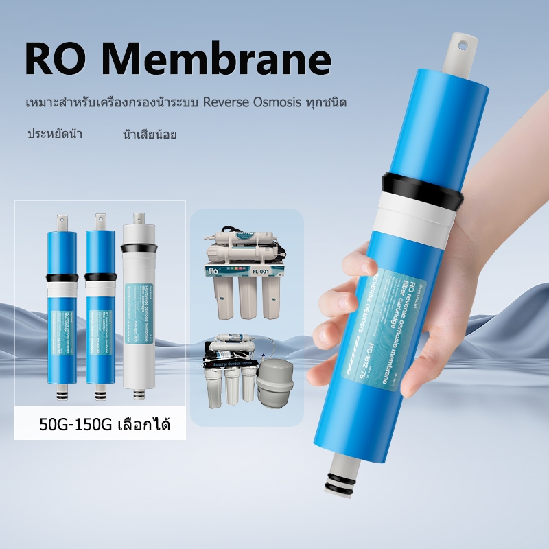 ไส้กรองน้ำ ไส้กรองอาร์โอเมมเบรน RO Membrane 75 100 150 GPD เครื่องกรองน้ำ Reverse Osmosis RO Membrane Filter