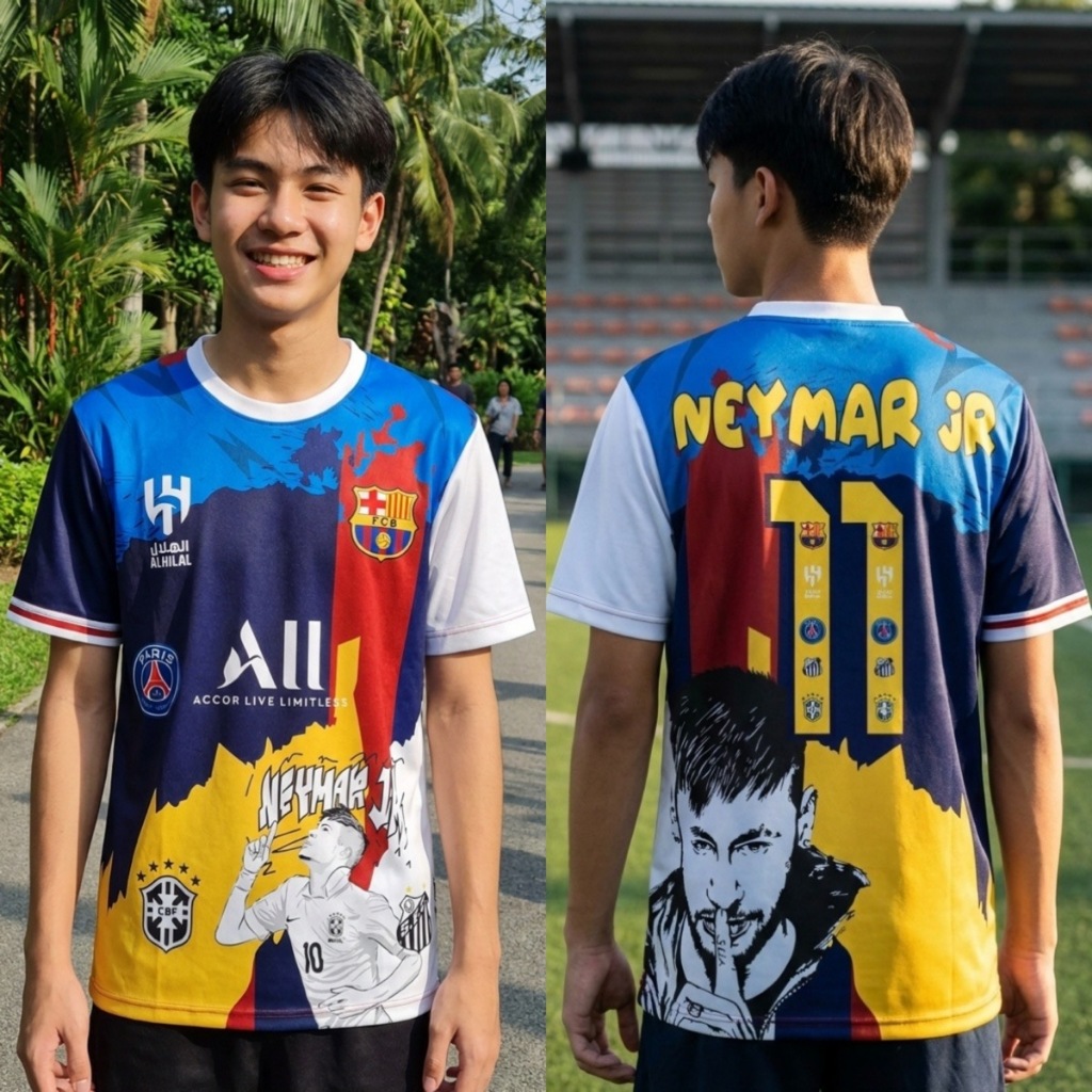 เสื้อ Super Star รวมทีม RONALDO & MESSI & NEYMAR JR มีทั้งเด็กและผู้ใหญ่ เกรดพรีเมี่ยม ใส่สบาย ระบายความร้อนดี - รูปที่ 2