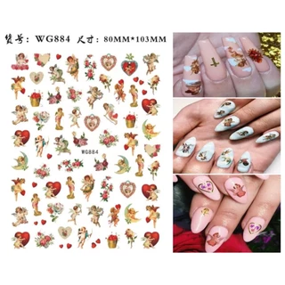 WG Sale !! สติ๊กเกอร์แปะเล็บ ลายดอกไม้ การ์ตูนน่ารักๆ ลอกแปะติดได้เลยจ้า