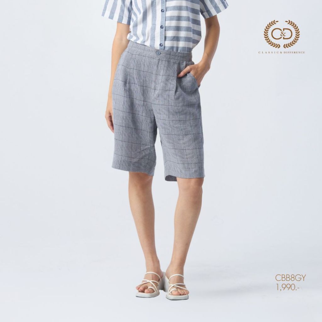 C&D Woman's pants Scotch กางเกงผู้หญิง ขาสั้น สีกรมท่า CBB8GY