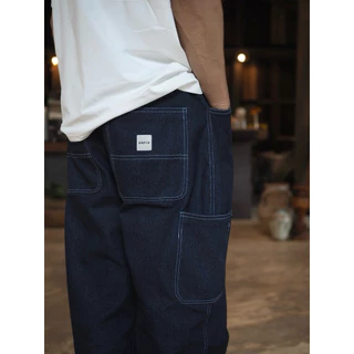 LOOSE JEANS BELT - กางเกงยีนส์ 11 oz. 6กระเป๋า ทรงหลวม เอวยางยืด มีเข็มขัดปรับระดับได้