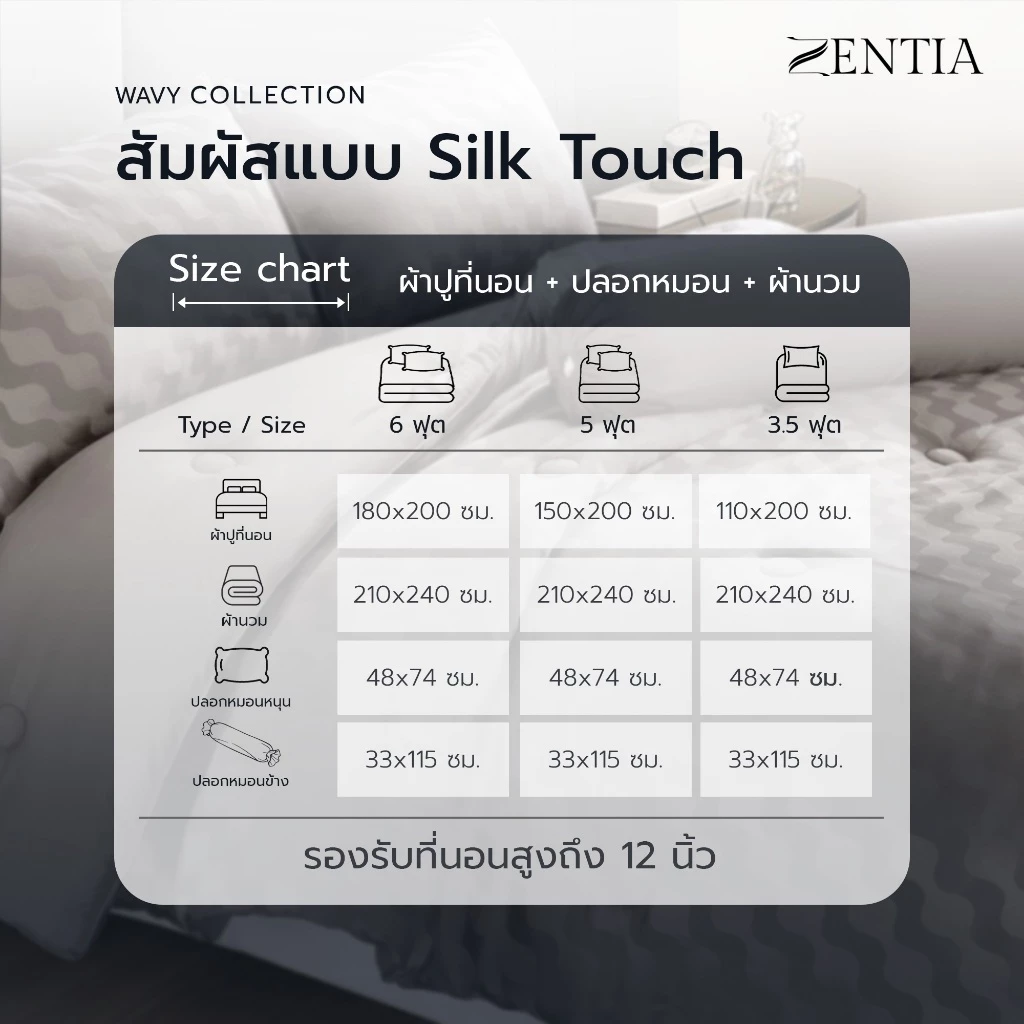 ZENTIA ชุดผ้าปู + ผ้านวมครบเซต 6 ชิ้น รุ่น Wavy Collection 2 in 1 Adaptive Microsilk [NL] thumbnail 9