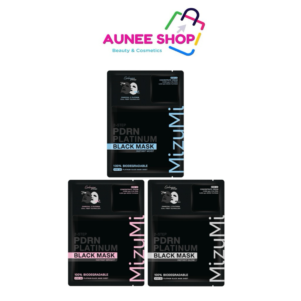 ส่งฟรี/มีไลฟ์ [ซอง] MizuMi 2-STEP PDRN PLATINUM BLACK MASK 30ml + 1g พีดีอาร์เอ็น แพลทตินัม แบล็กมาส์ก อินสแตน