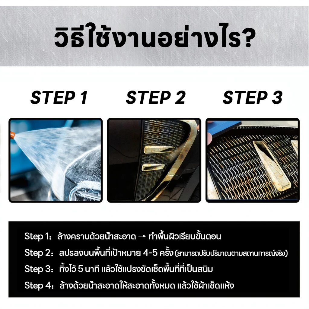น้ำยาล้างสนิม ขจัดสนิม น้ำยาทำความสะอาดสนิม น้ำยาขัดสนิม มือจับและล้อที่เหมาะสมสำหรับรถยนต์ โซ่และชิ้นส่วนเหล็กทุกประเภท thumbnail 10