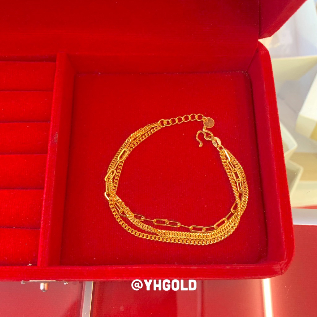สร้อยข้อมือทอง1สลึง Yonghenggold สายคู่ ทองคำแท้96.5%