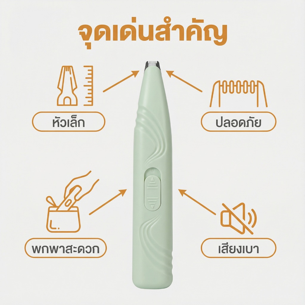 Boqi Factory ปัตตาเลี่ยนตัดขนสัตว์เลี้ยง  ตัดขนซอกเท้า ขนรอบตา ขนหาง สะโพกและใบหู แบบใส่ถ่าน M1 รูปที่ 8