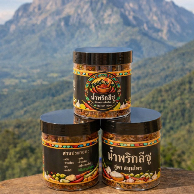น้ำพริกลีซู ดอยหลวงเชียงดาว สูตรสมุนไพรเน้นๆ กระปุกใหญ่ 120g.