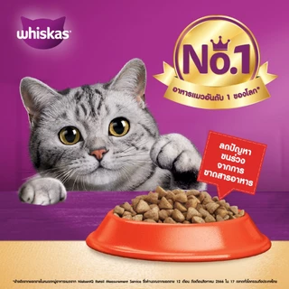 WHISKAS วิสกัส อาหารเม็ดแมวสูตรบำรุงผิวหนังและเส้นขน สำหรับแมวโต 1.1 กก.