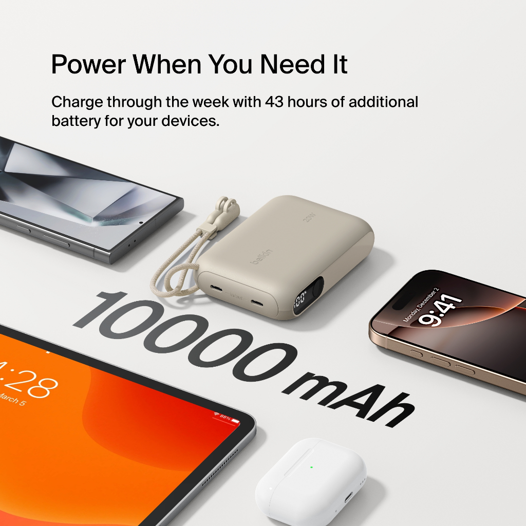 [CCC] Belkin แบตสำรอง 10,000 mAh พาวเวอร์แบงค์ ชาร์จเร็ว 20W Power Bank จอแบบดิจิทัล รุ่น BPB027 - รูปที่ 3