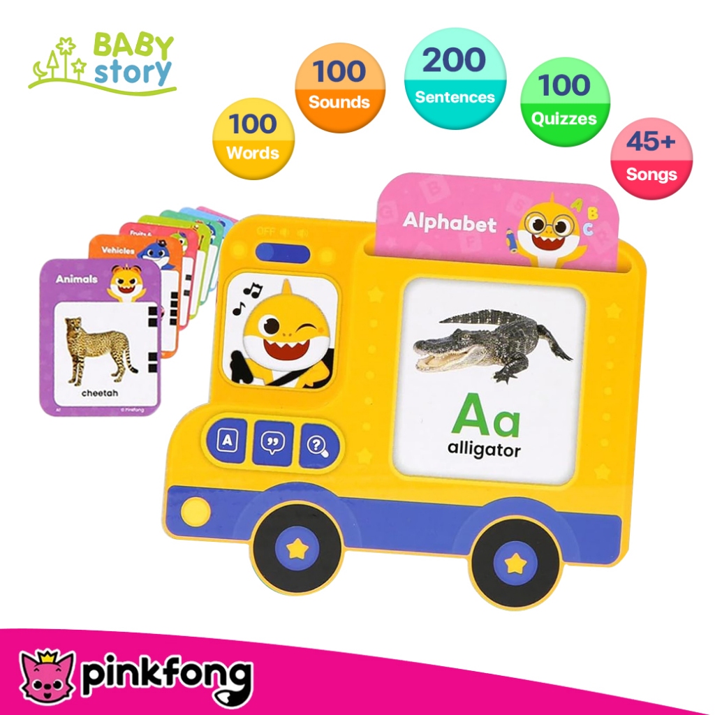 Pinkfong Baby Shark Flash Card แฟลชการ์ดเสียงภาษาอังกฤษ  การ์ด 50 ใบ รวม 100 คำศัพท์