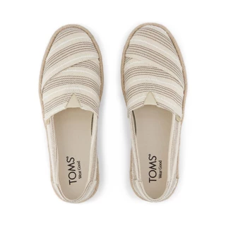 TOMS รองเท้าลำลองผู้หญิง สลิปออน รุ่น Alpargata Rope Sole 2.0 Natural Metallic Stripe (CG) รองเท้าลิขสิทธิ์แท้