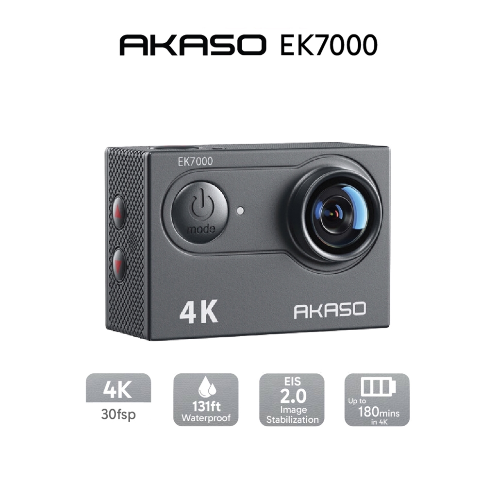 AKASO EK7000 กล้อง Action Camera กันน้ำ วิดีโอ 4K และภาพถ่าย 20MP คมชัด| รับประกันสินค้า 1ปี
