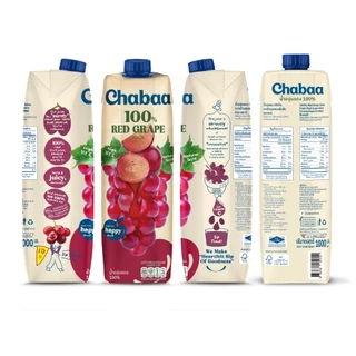 [ยกลัง 12 กล่อง] CHABAA น้ำองุ่นแดง 100% 1000 มล.
