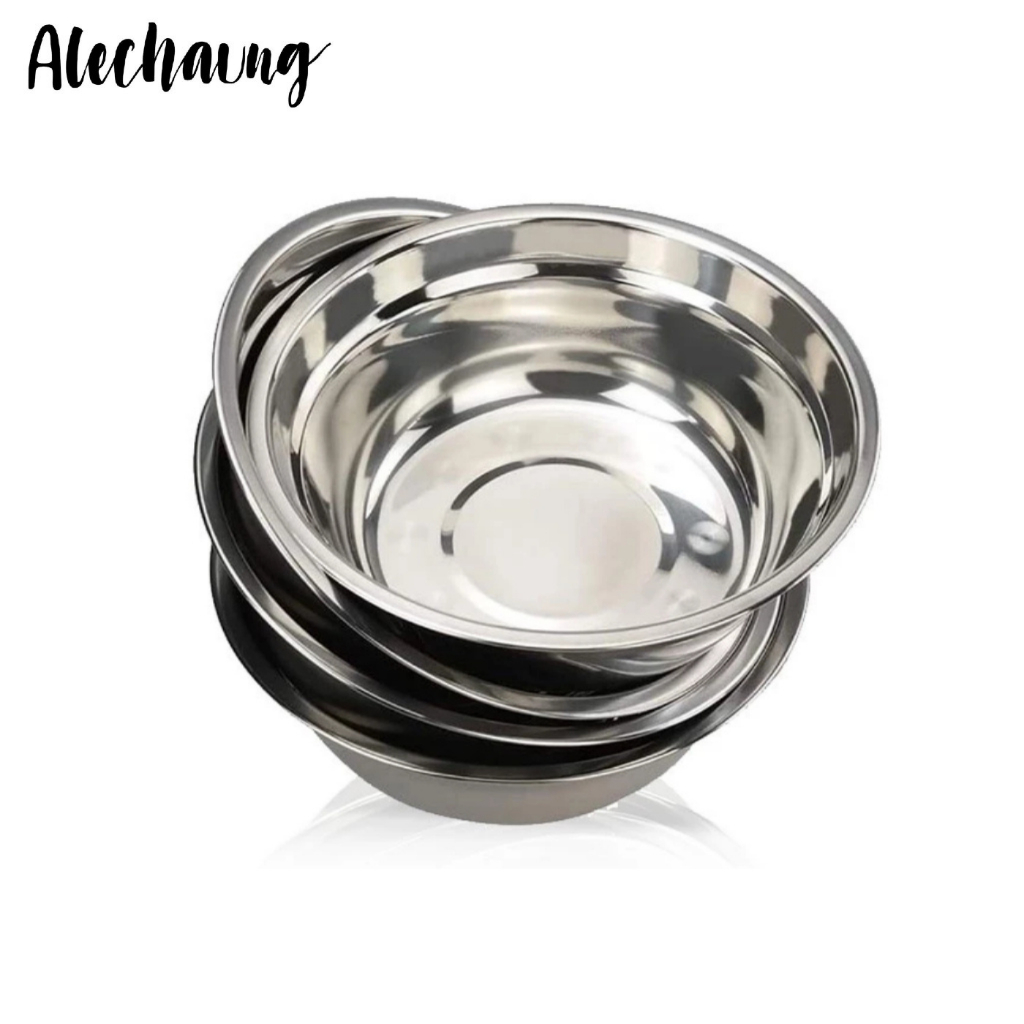 ชามใส่อาหาร ชามสแตนเลส Stainless steel bowl ขนาด 14ซม. 18ซม. 22ซม. 24ซม. Alechaung coffee