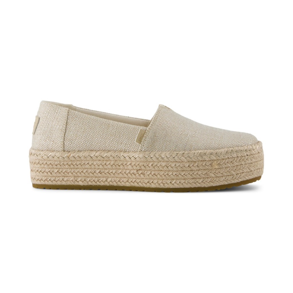 TOMS รองเท้าลำลองผู้หญิง สลิปออน รุ่น Valencia Champagne Glimmer Slub Canvas (CG) รองเท้าลิขสิทธิ์แท้