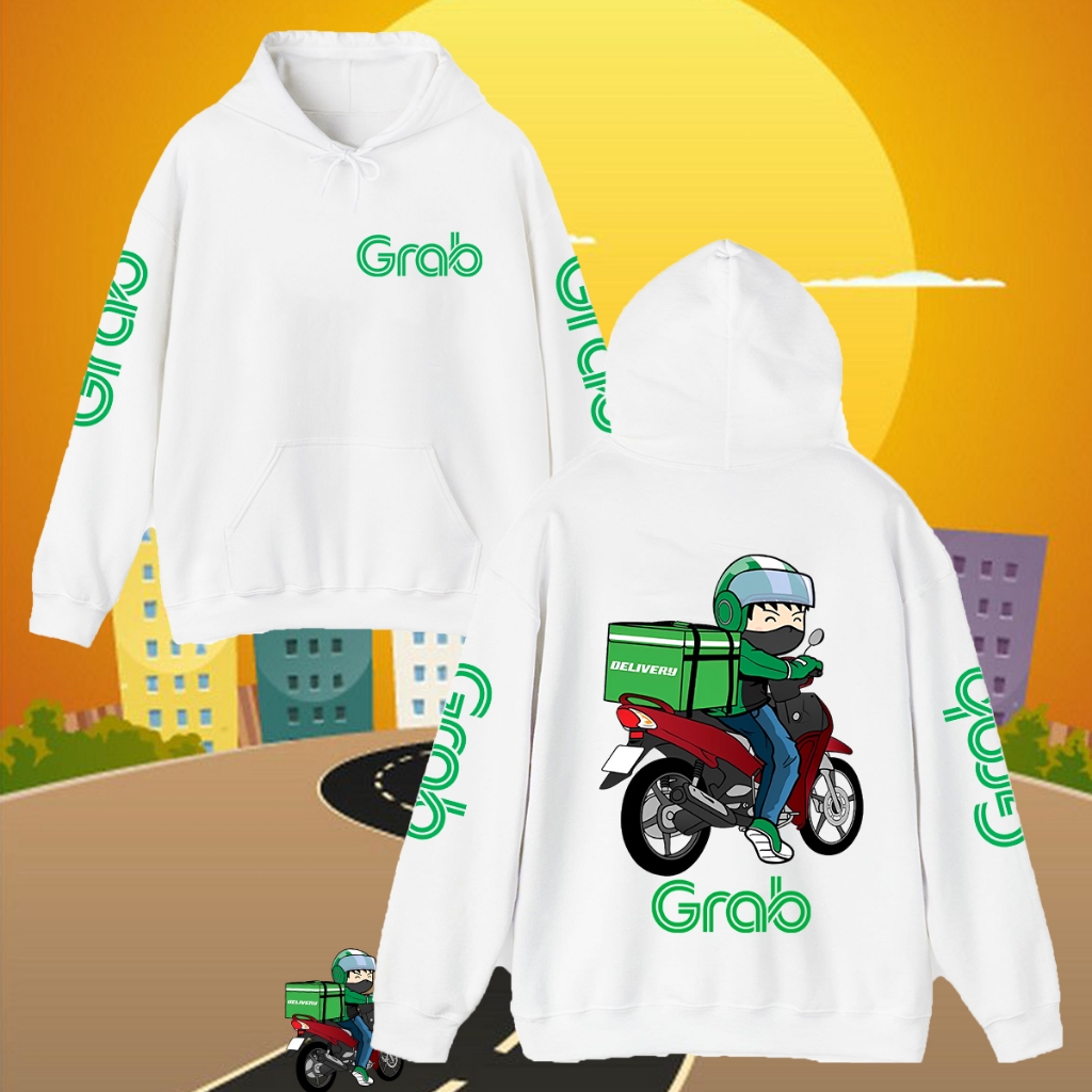 NEW (พร้อมส่ง) hoodie / กันลม / เสื้อฮู้ด สกรีนลายตามแบบ แกร็บ ฟูด (Grab Food) M-3XL Unisex