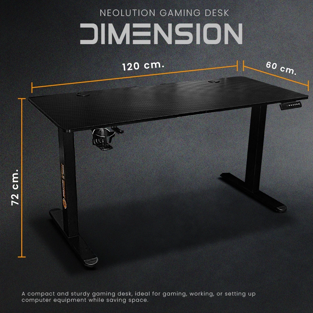 [ส่งฟรี] Neolution E-Gaming DUO โต๊ะปรับระดับไฟฟ้า Dual Motor Standing Desk จอ LED ปรับสูงต่ำ Carbon Fiber Top มี2ขนาด thumbnail 8