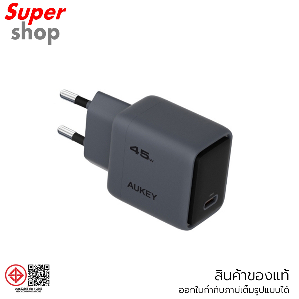 AUKEY หัวชาร์จเร็ว 45W GaN Technology PD/PPS รุ่น PA-C2 Gray