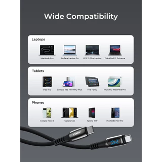 AUKEY CB-DCC244 Impulse สายชาร์จ USB-C to USB-C 240W สายถัก พร้อมจอ LED 2ม.