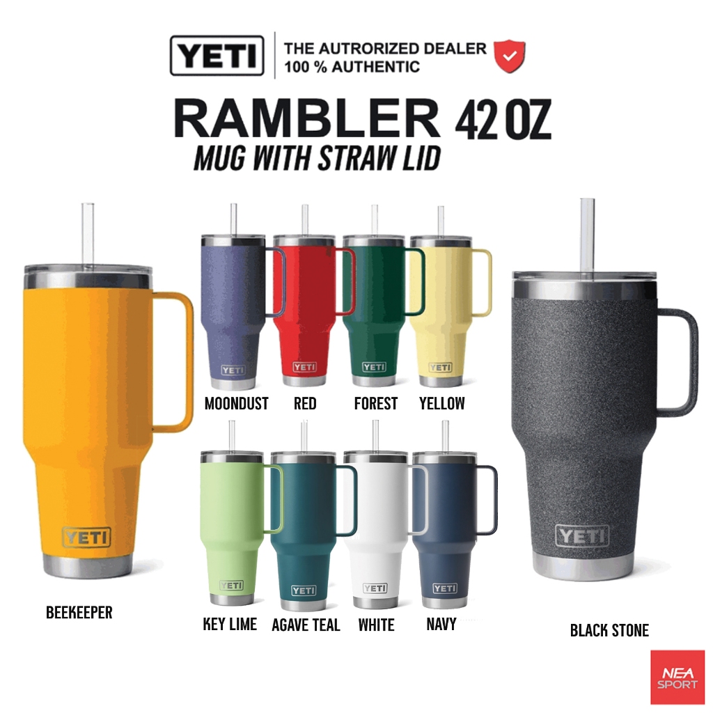 [คุณภาพที่จับต้องได้] YETI RAMBLER 42 OZ MUG WITH STRAW LID ลิขสิทธิ์แท้ แก้วเก็ยความเย็น เยติ 42 ออนซ์