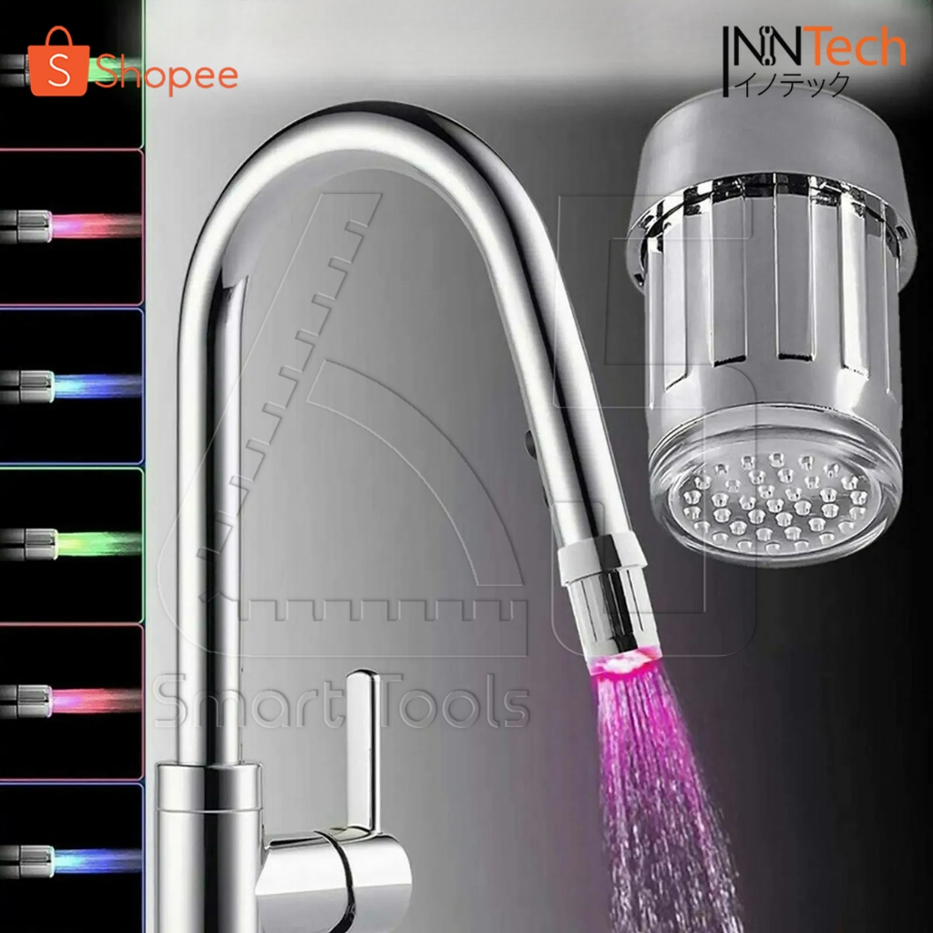 [ลดพิเศษ] ก๊อกน้ำ LED ก๊อกน้ำอ่างล้างจาน ก๊อกน้ำเรืองแสง เปลี่ยนสีตามอุณหภูมิ 3 สี ก๊อกน้ำอ่างล้างหน้า LED FAUCET LIGHT