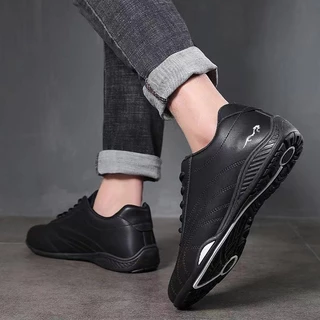 รองเท้าผ้าใบสีดำ รองเท้าวิ่งหนัง ขนาด แฟชั่นลำลอง 39-44
