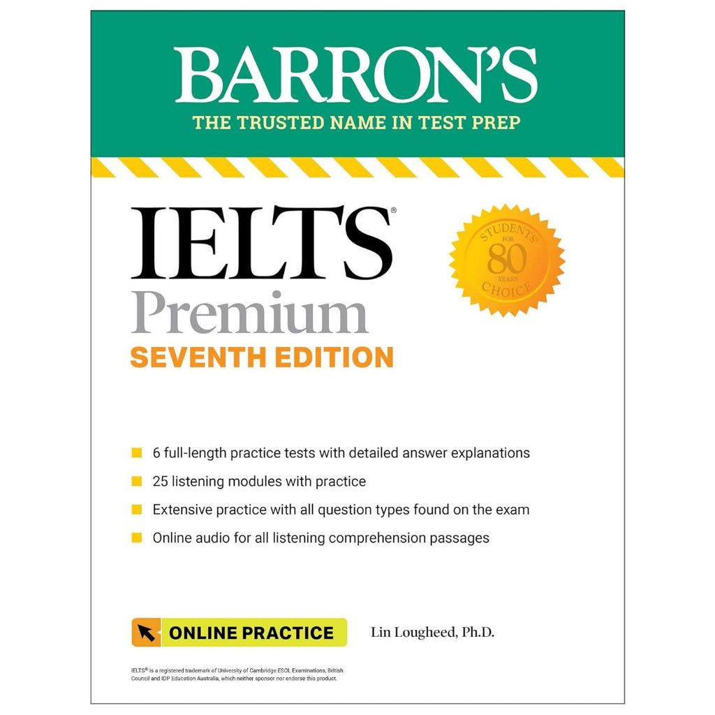 DKTODAY หนังสือ BARRON'S IELTS PREMIUM 6 PRACTICE TESTS+ONLINE AUDIO (7ED)