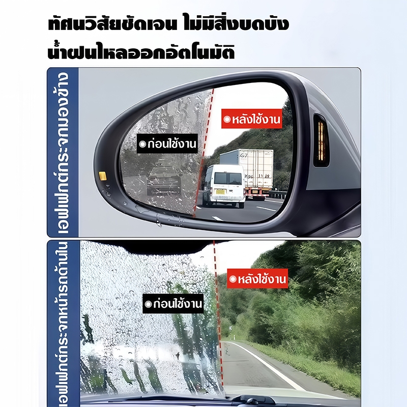 น้ำยาเคลือบกระจก น้ำยาเช็ดกระจกรถยนต์ น้ำยาเคลือบกระจกรถ 500ml สูตรเข้มข้น น้ำฝนไม่เกาะติด มองเห็นชัดเจน ป้องกันยาวนาน - รูปที่ 2